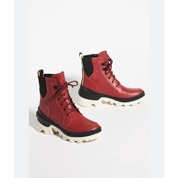 Sorel Brex Lug Sole Lace-Up Boots Wrap Red & Black Size US 7 - Picture 3 of 9